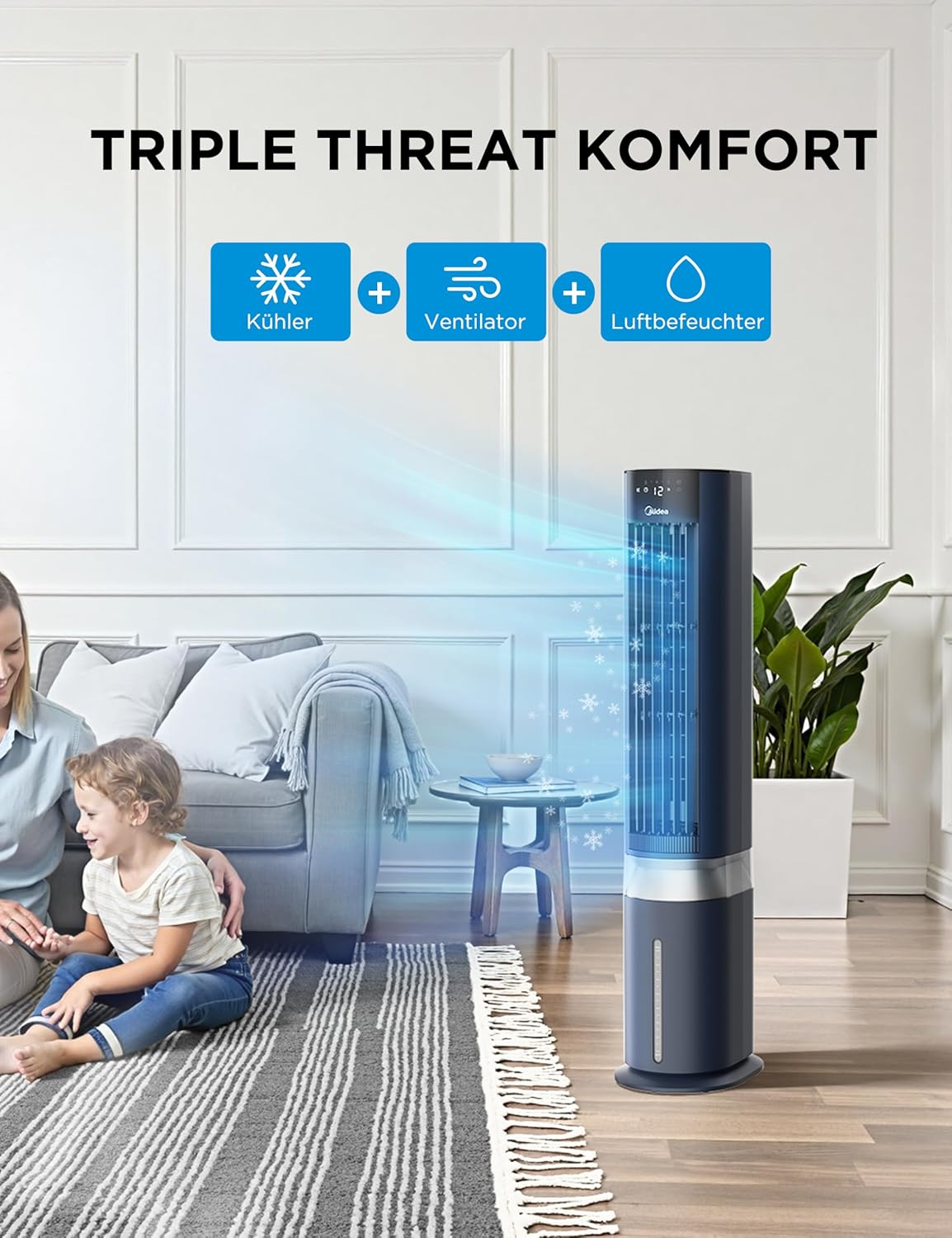 Midea Sensicool Luftkühler mit 7L Wasserkühlung | Mobile Klimaanlage ohne Abluftschlauch