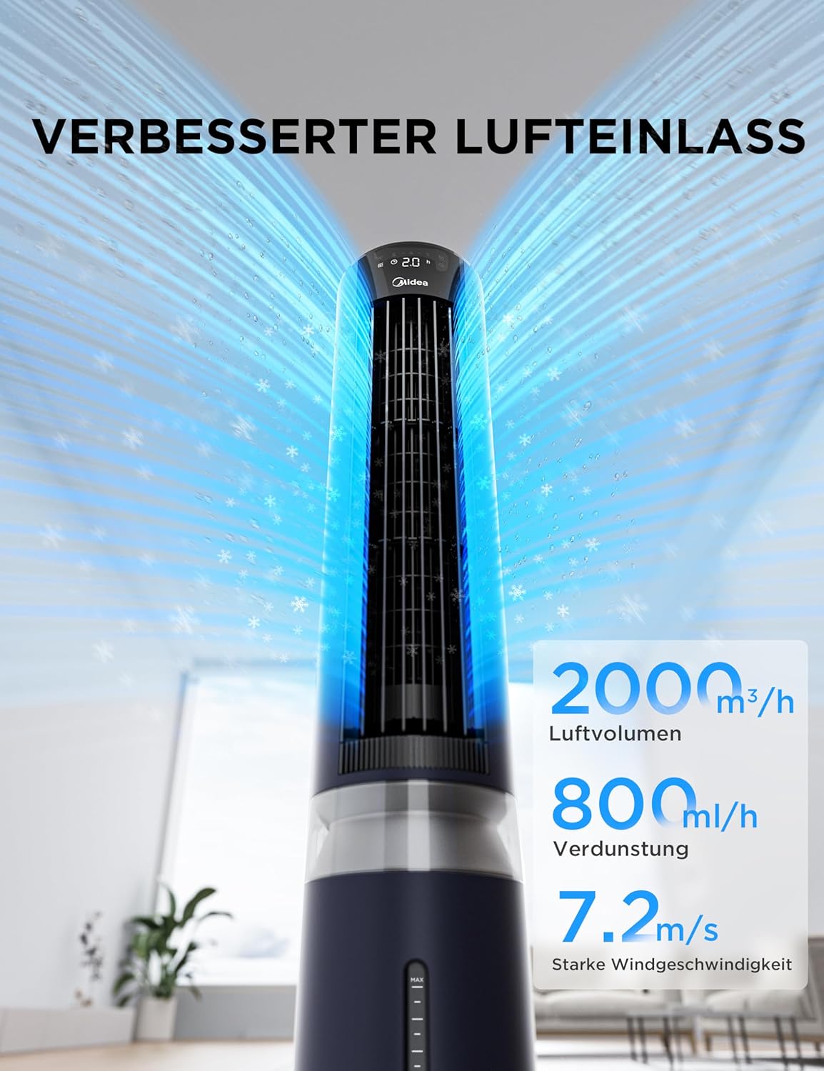 Midea Sensicool Luftkühler mit 7L Wasserkühlung | Mobile Klimaanlage ohne Abluftschlauch