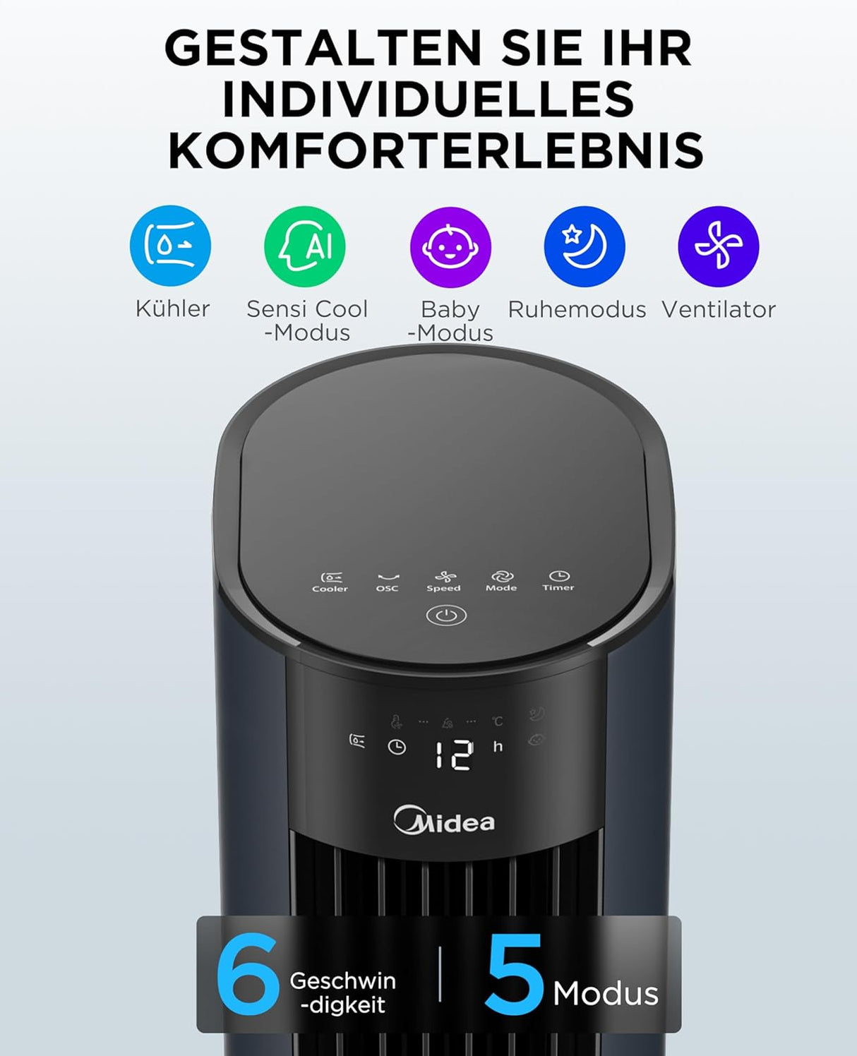 Midea Sensicool Luftkühler mit 7L Wasserkühlung | Mobile Klimaanlage ohne Abluftschlauch