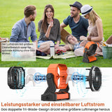 KITWLEMEN 20.000 mAh batteriebetriebener Campingventilator – max. 58 Stunden Kühlung, wiederaufladbarer, batteriebetriebener Tischventilator mit 4 Geschwindigkeiten, helles Licht und Haken zum